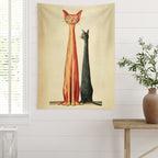 Whimsical Long Cats Portrait Wall Tapestry