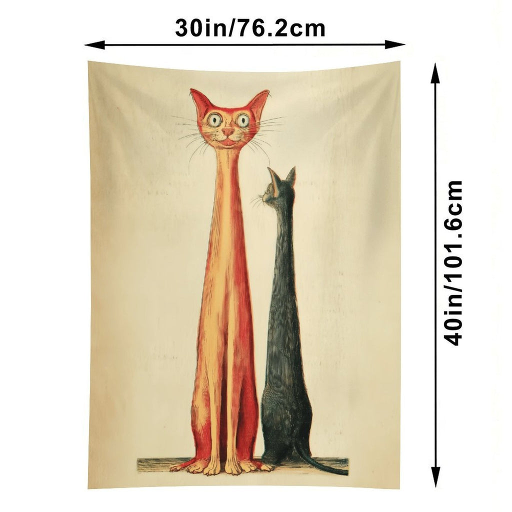 Whimsical Long Cats Portrait Wall Tapestry