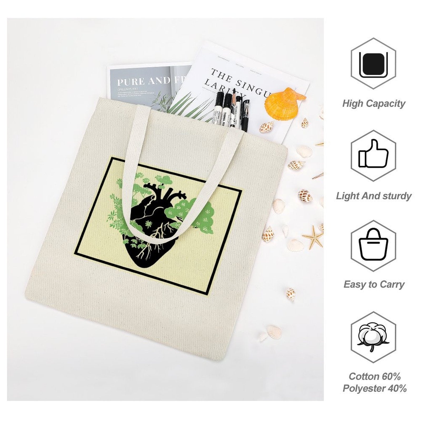 Anatomical Heart Bonsai Canvas Tote Bag