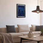 Intricate Boho Blue Elephant Flat-Frame Wall Art, Black Portrait