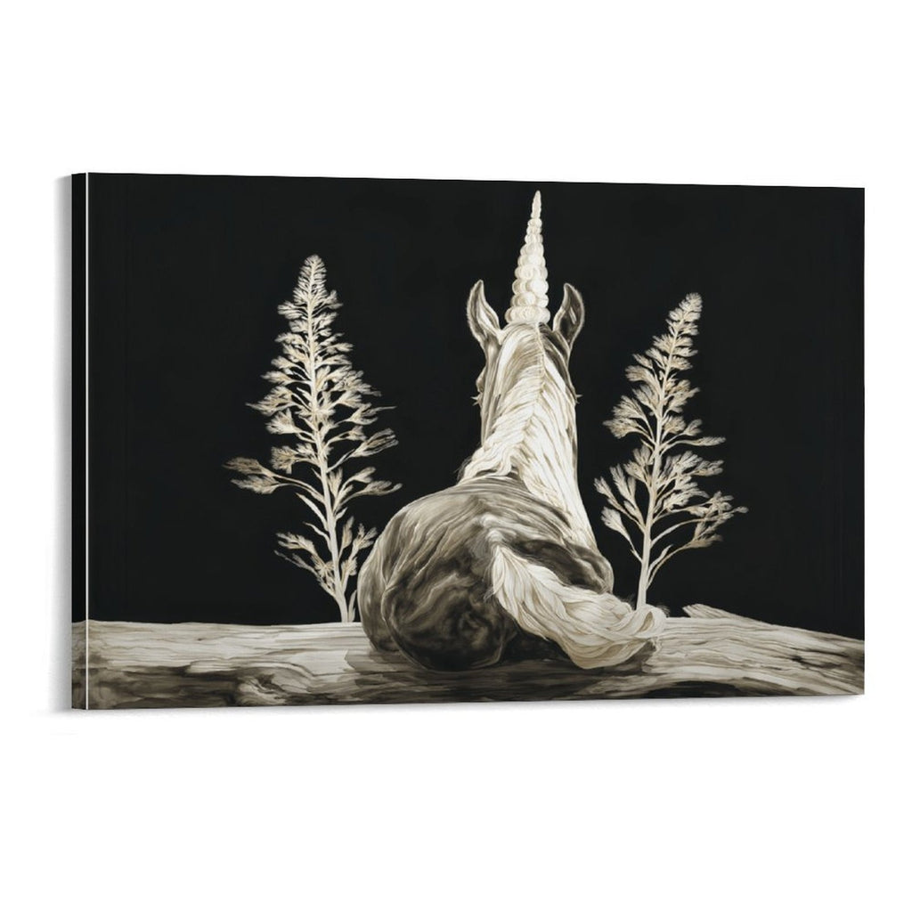 Mystical Midnight Unicorn Framed Canvas Art Wall Decor