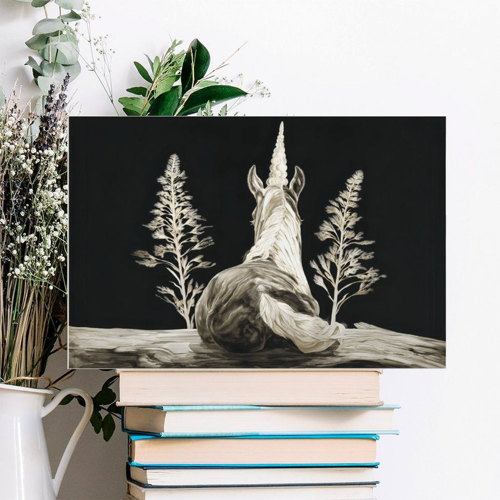 Mystical Midnight Unicorn Framed Canvas Art Wall Decor
