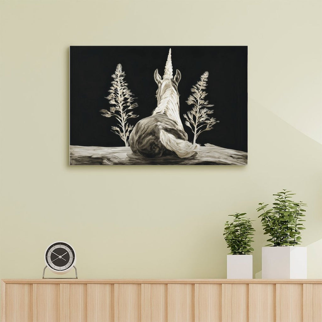 Mystical Midnight Unicorn Framed Canvas Art Wall Decor
