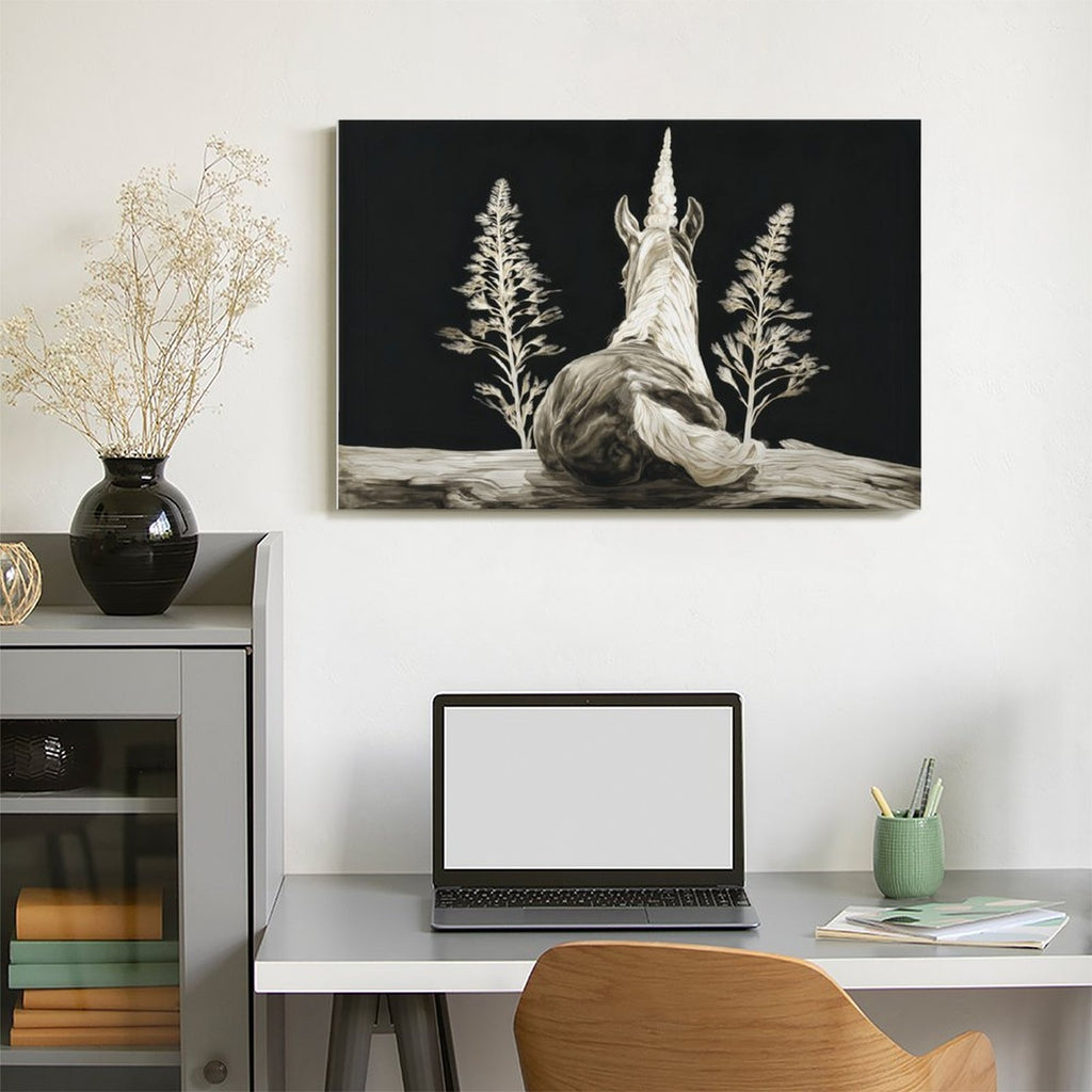 Mystical Midnight Unicorn Framed Canvas Art Wall Decor