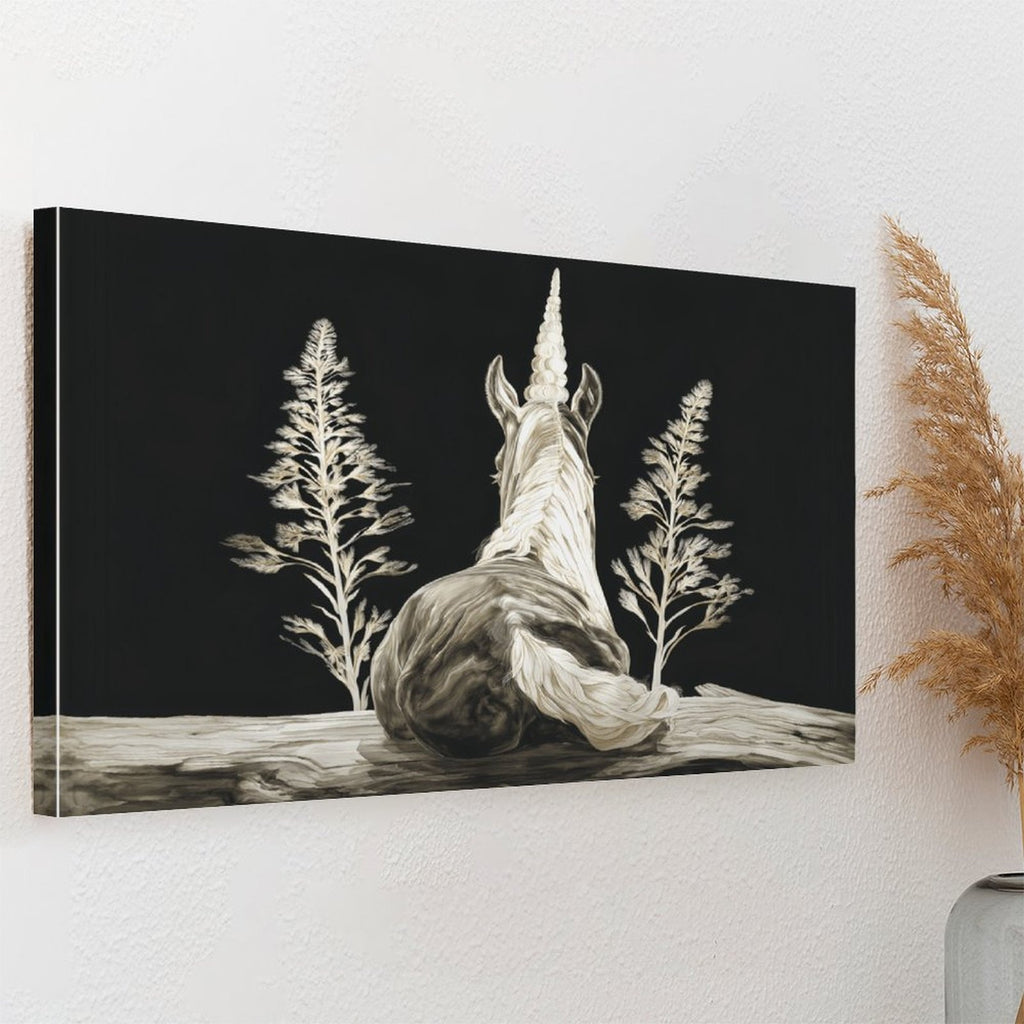 Mystical Midnight Unicorn Framed Canvas Art Wall Decor