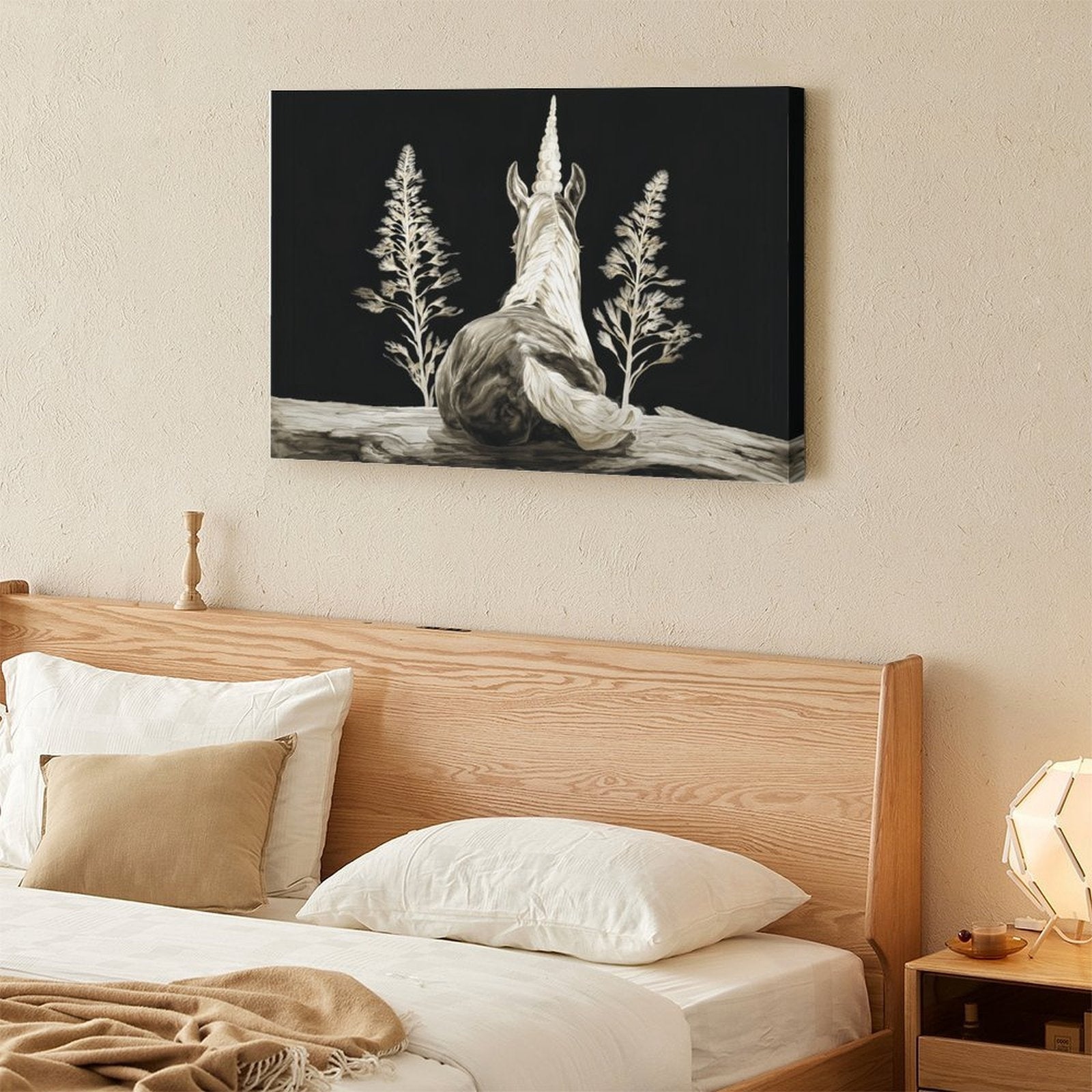 Mystical Midnight Unicorn Framed Canvas Art Wall Decor