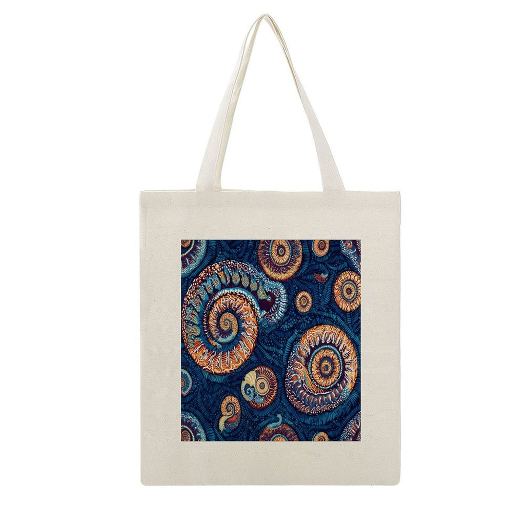 Abstract Ammonite Fossil Canvas Tote Bag - Artistic Marine Spiral Design