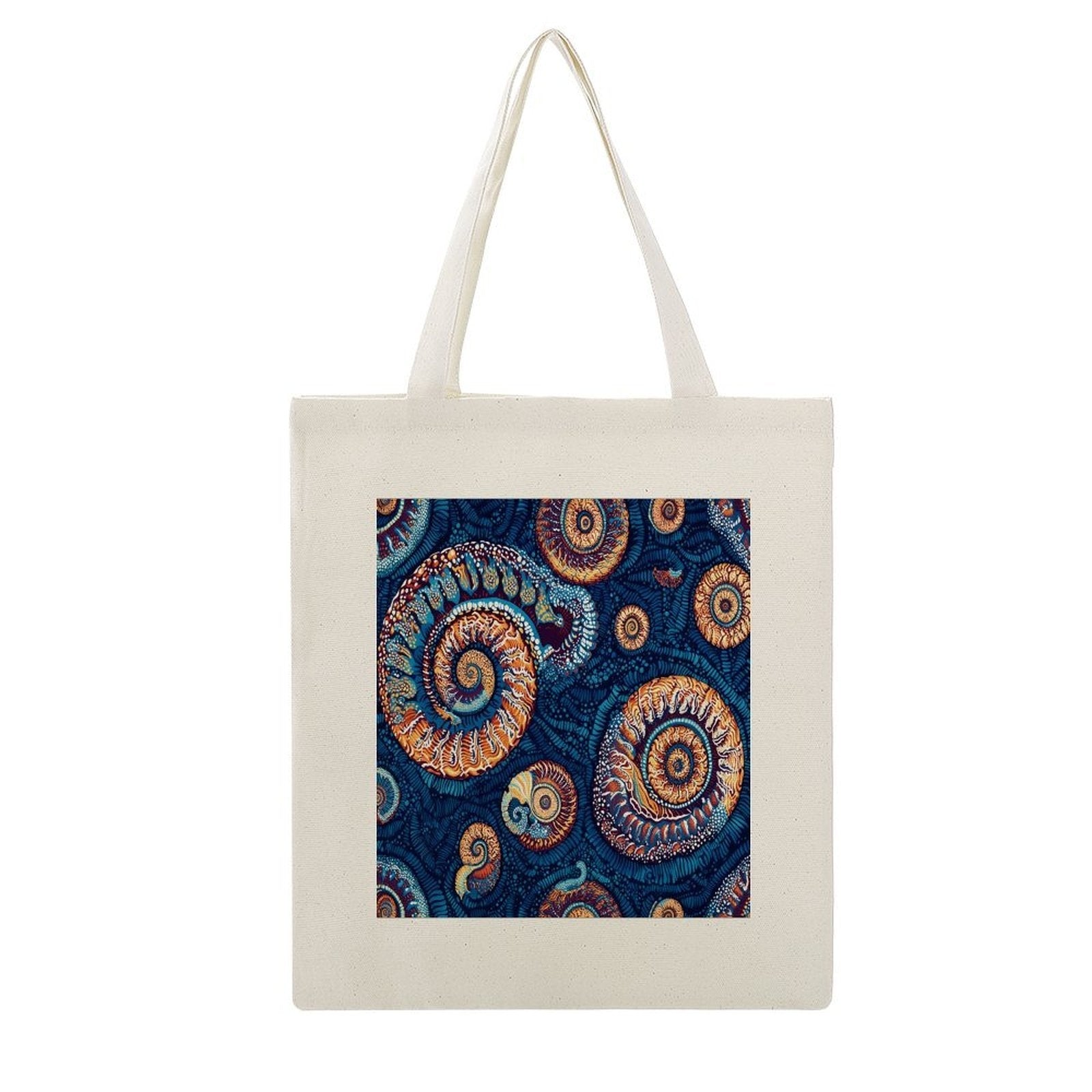 Abstract Ammonite Fossil Canvas Tote Bag - Artistic Marine Spiral Design