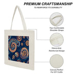 Abstract Ammonite Fossil Canvas Tote Bag - Artistic Marine Spiral Design