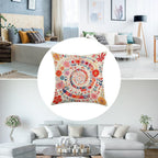 Spiral Garden Bloom Faux-Linen Throw Pillow Cover