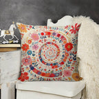 Spiral Garden Bloom Faux-Linen Throw Pillow Cover