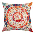Bohemian Mandala Floral Faux-Linen Throw Pillow Cover