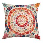 Bohemian Mandala Floral Faux-Linen Throw Pillow Cover