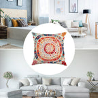 Bohemian Mandala Floral Faux-Linen Throw Pillow Cover