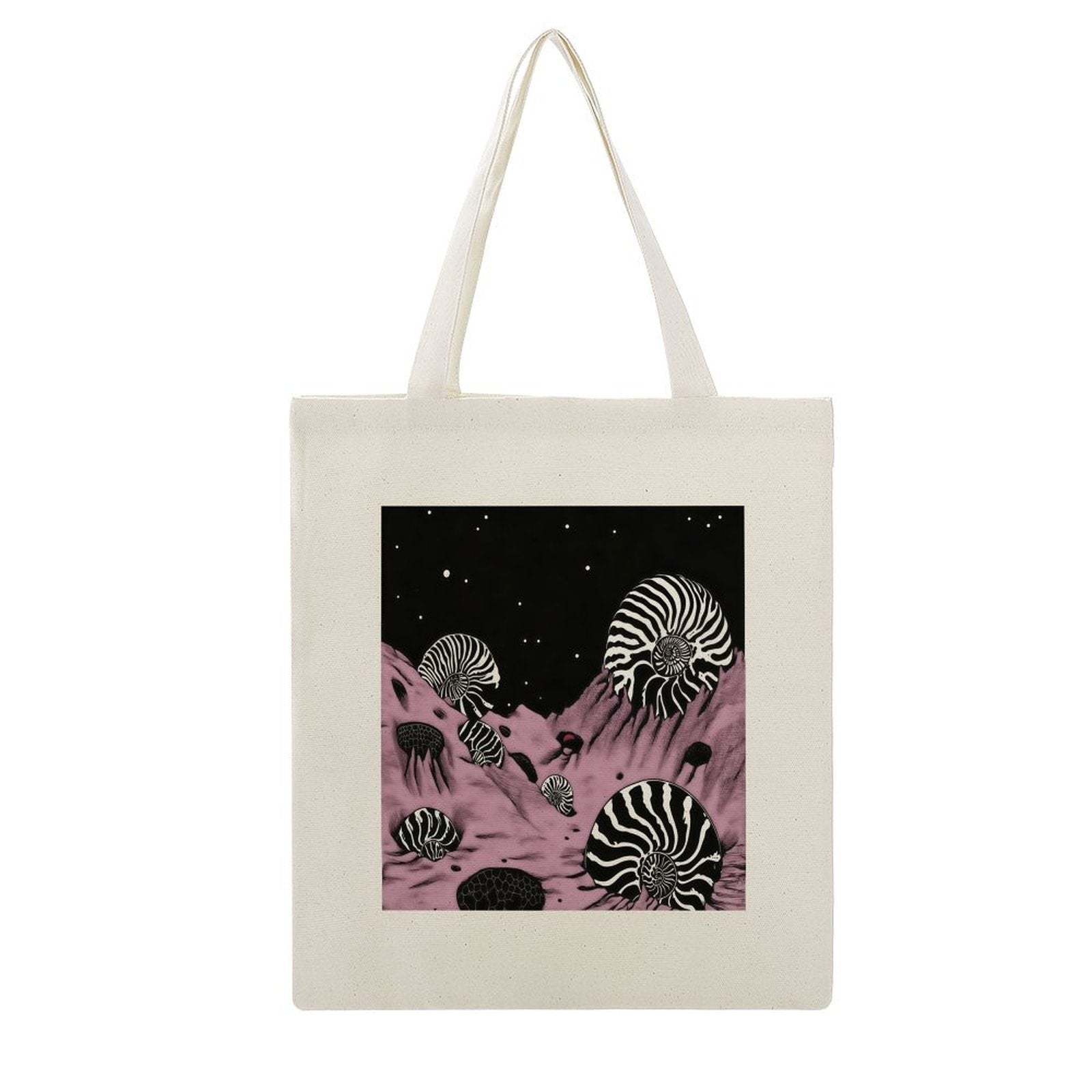 Surreal Geometric Nautilus Canvas Tote Bag