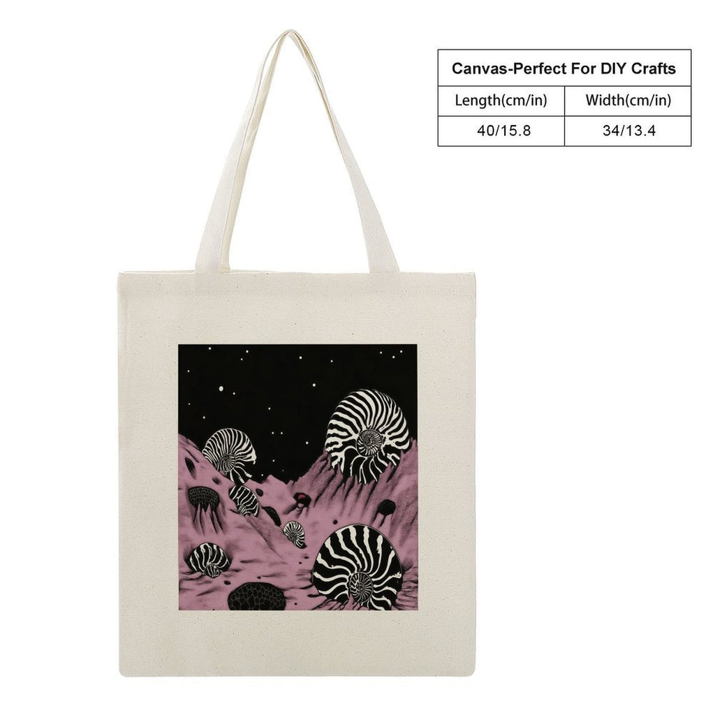 Surreal Geometric Nautilus Canvas Tote Bag