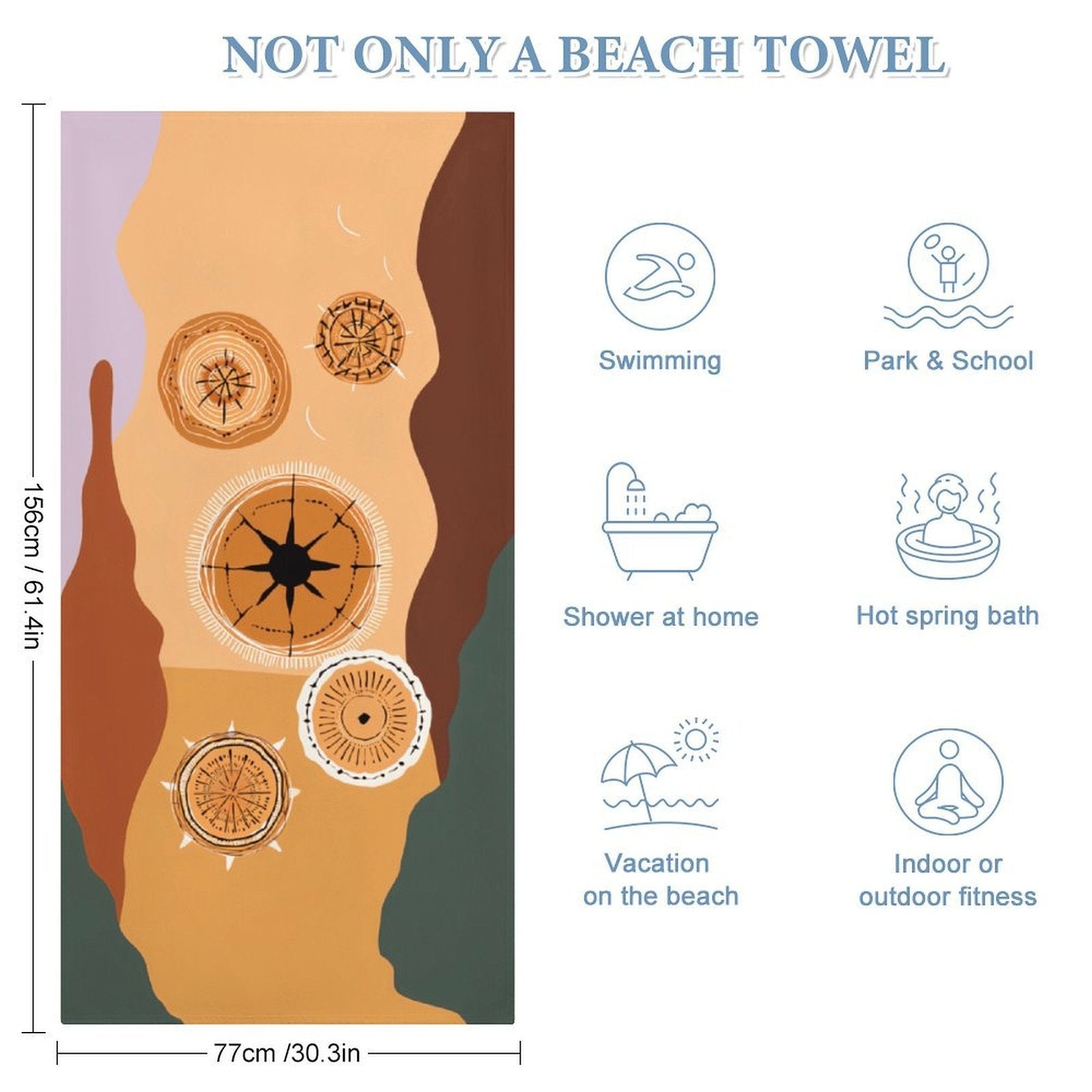 Desert Sun & Earth Tones Abstract Beach Towel