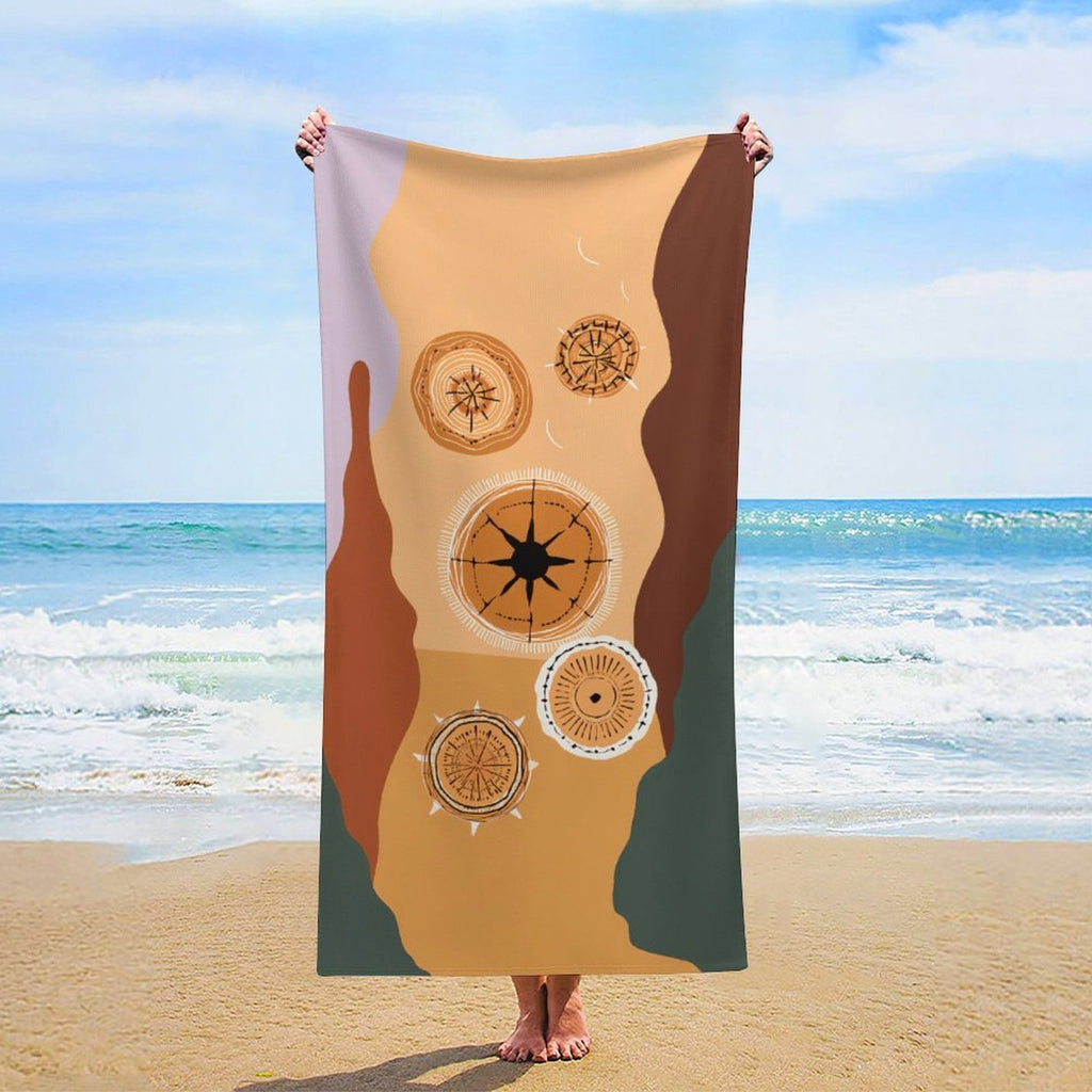 Desert Sun & Earth Tones Abstract Beach Towel
