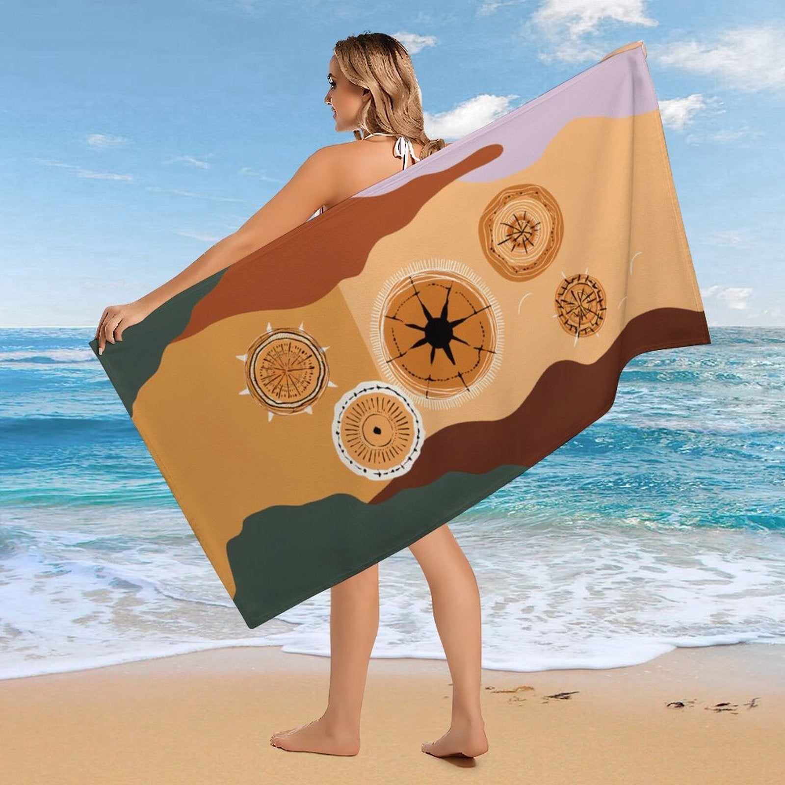 Desert Sun & Earth Tones Abstract Beach Towel
