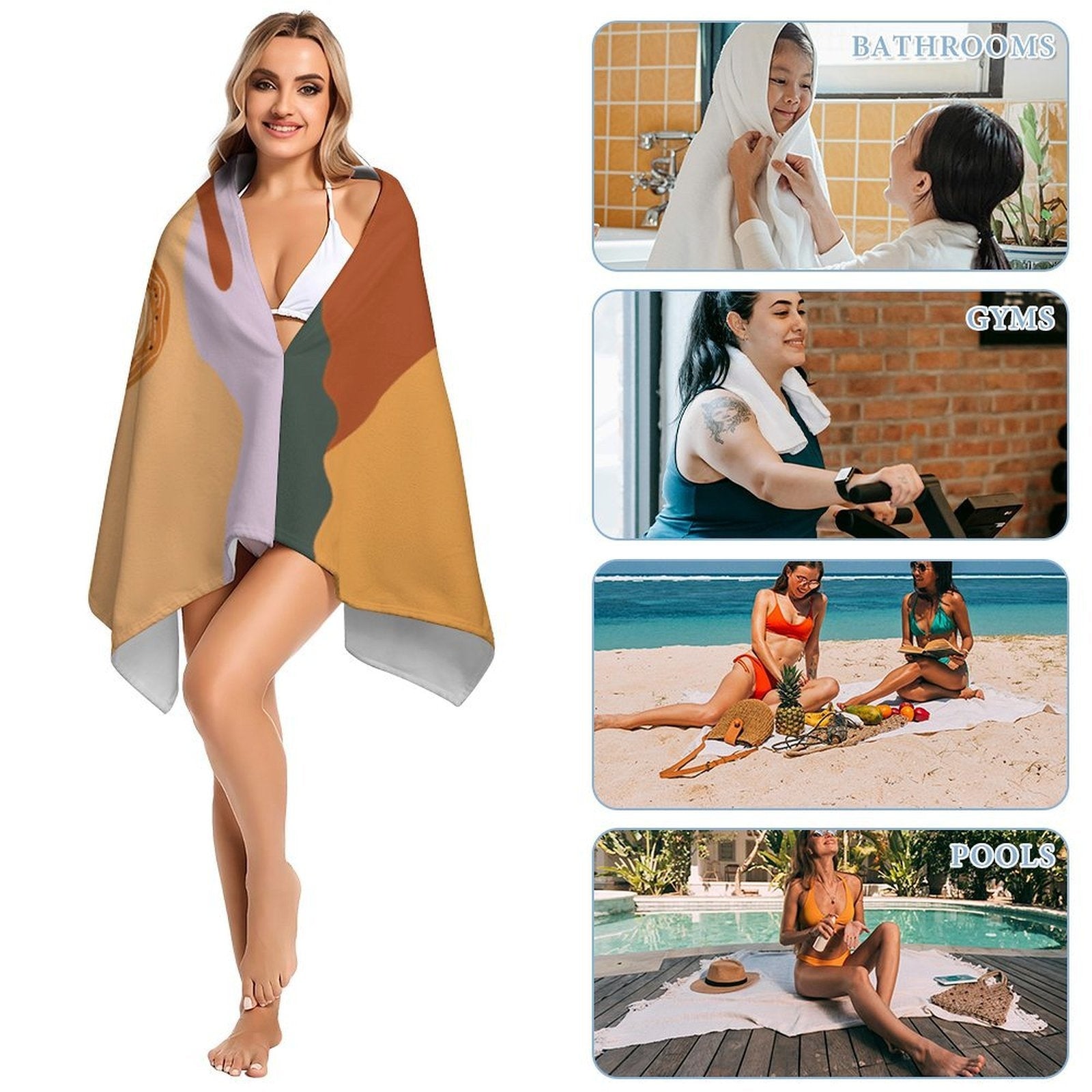 Desert Sun & Earth Tones Abstract Beach Towel