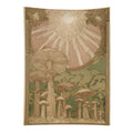 Art Nouveau Sunburst Mushroom Wall Tapestry (Portrait)
