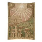 Art Nouveau Sunburst Mushroom Wall Tapestry (Portrait)