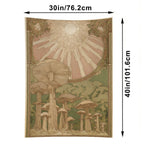 Art Nouveau Sunburst Mushroom Wall Tapestry (Portrait)