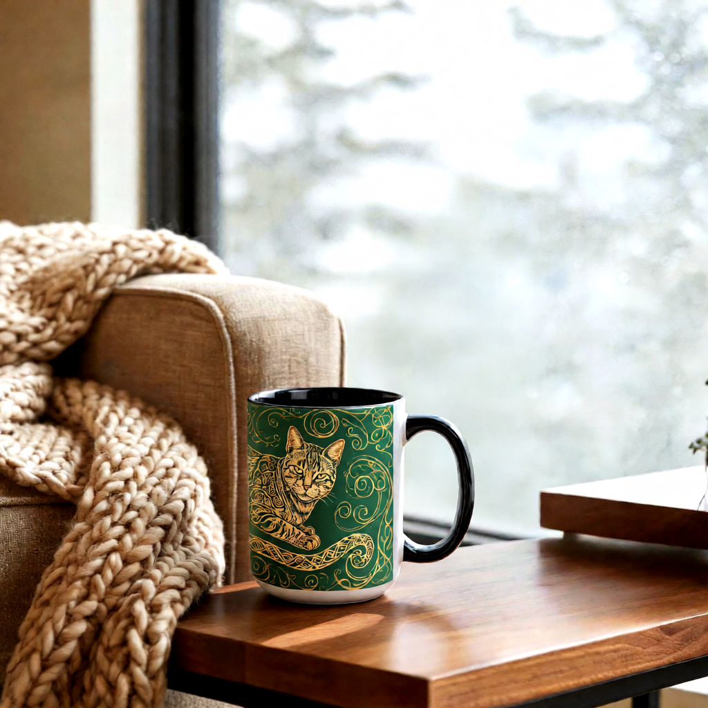 Celtic Cat Ceramic Mug