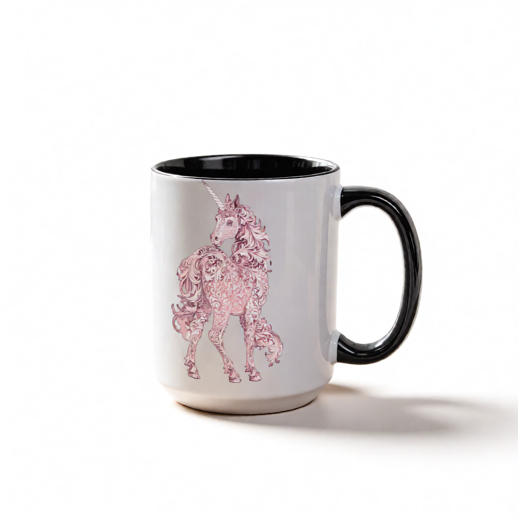 Rose Filigree Unicorn Ceramic Mug