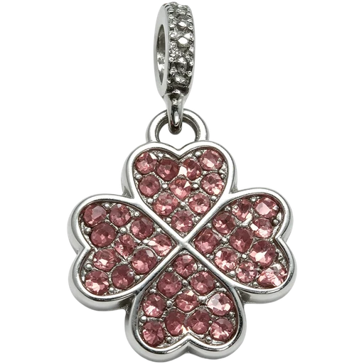 Pink Crystal Four-Leaf Clover Charm