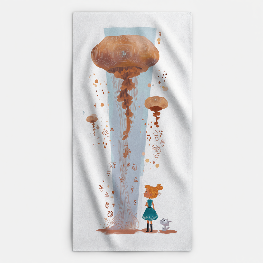Whimsical Celestial Jellyfish Adventure Beach Towel