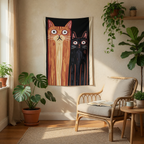 Funny Long Cats Stare Wall Tapestry (Portrait)