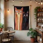 Funny Long Cats Stare Wall Tapestry (Portrait)