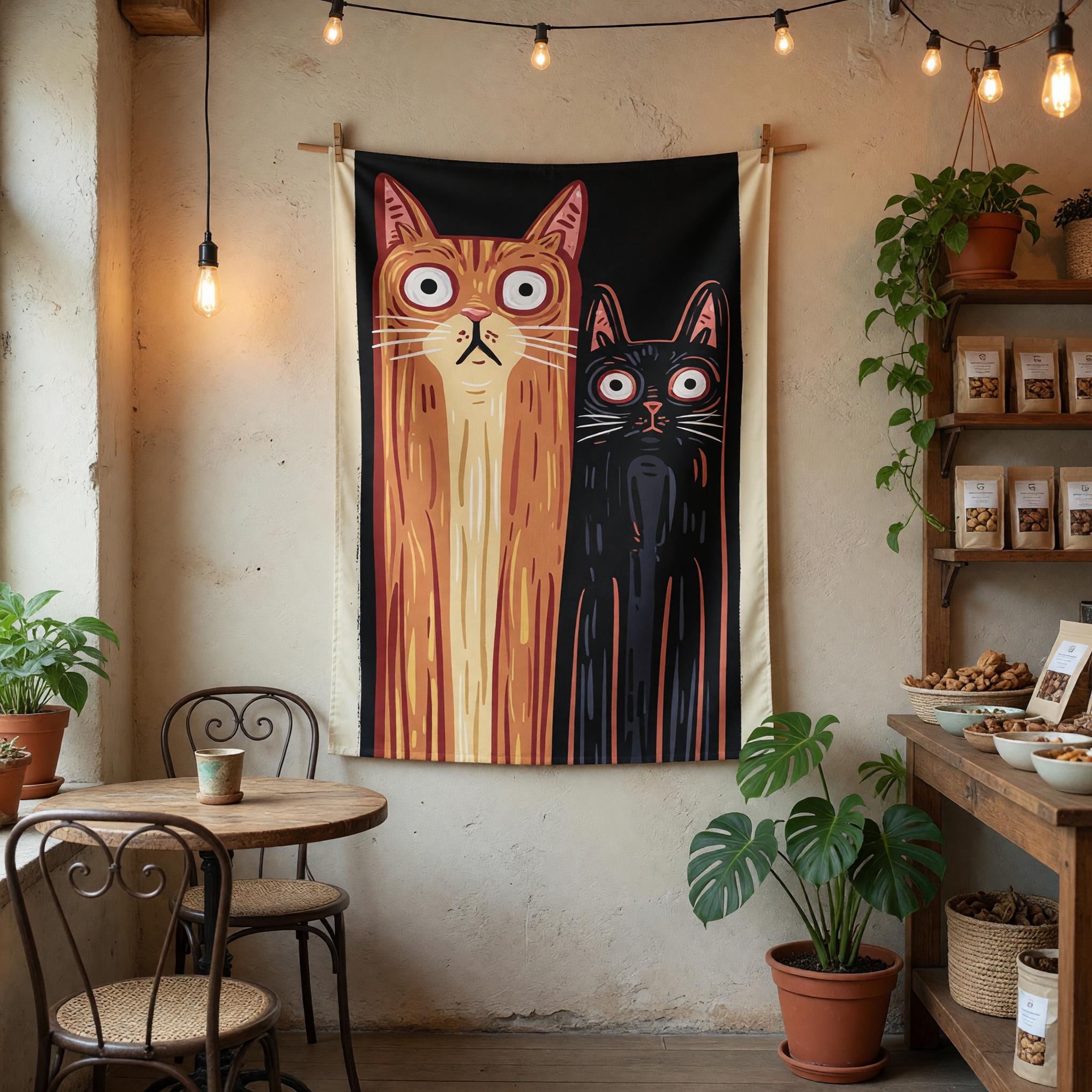 Funny Long Cats Stare Wall Tapestry (Portrait)