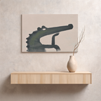 Pondering Alligator Framed Canvas Art - Quirky Reptile Wall Decor