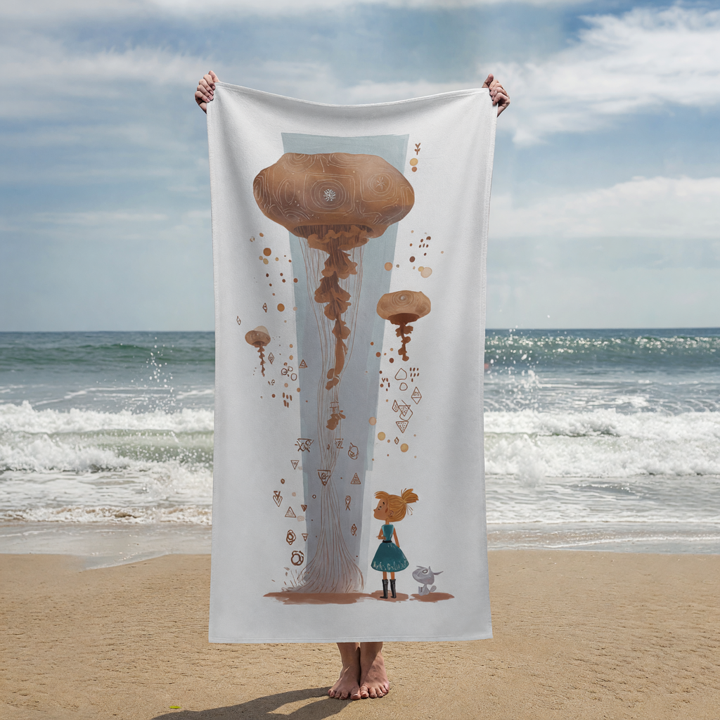 Whimsical Celestial Jellyfish Adventure Beach Towel