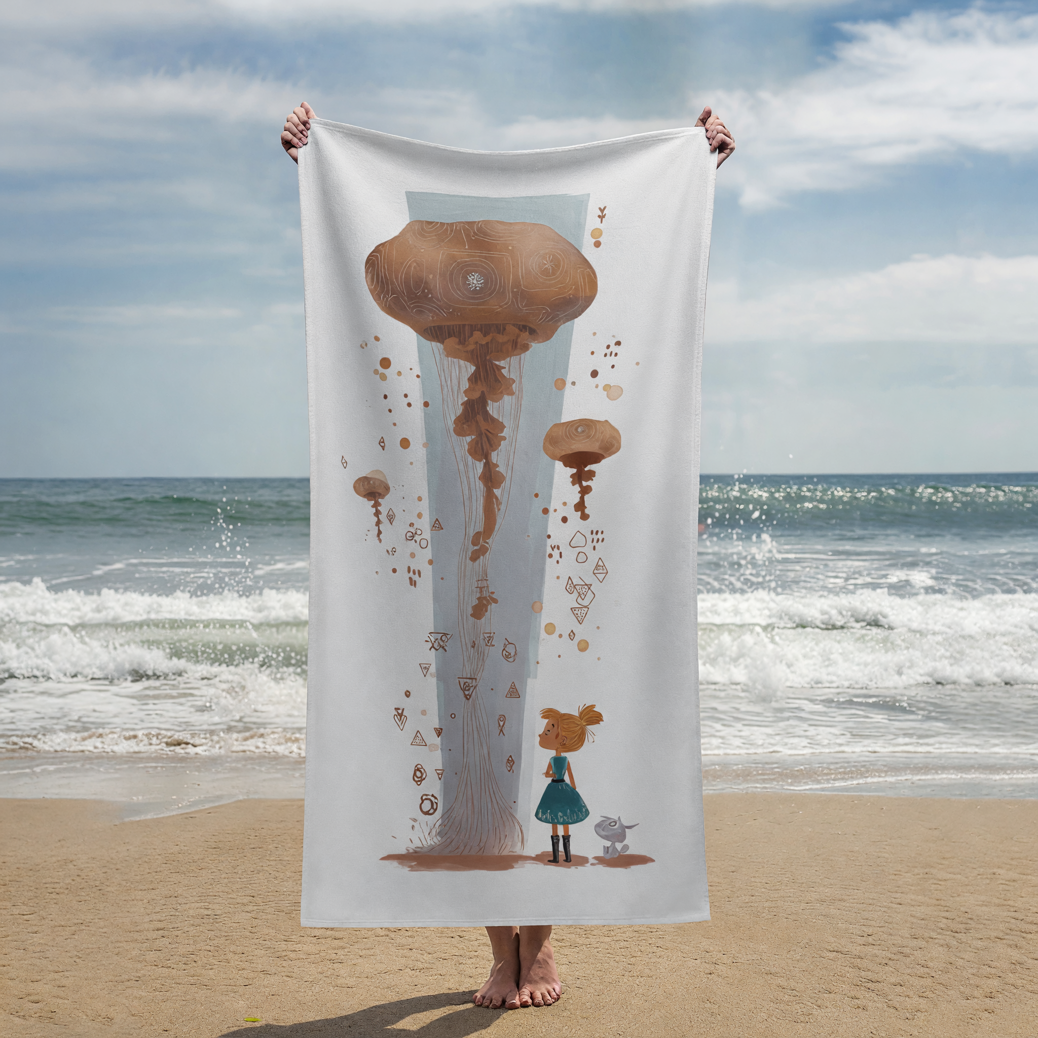 Whimsical Celestial Jellyfish Adventure Beach Towel