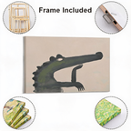 Pondering Alligator Framed Canvas Art - Quirky Reptile Wall Decor