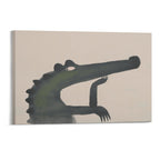 Pondering Alligator Framed Canvas Art - Quirky Reptile Wall Decor