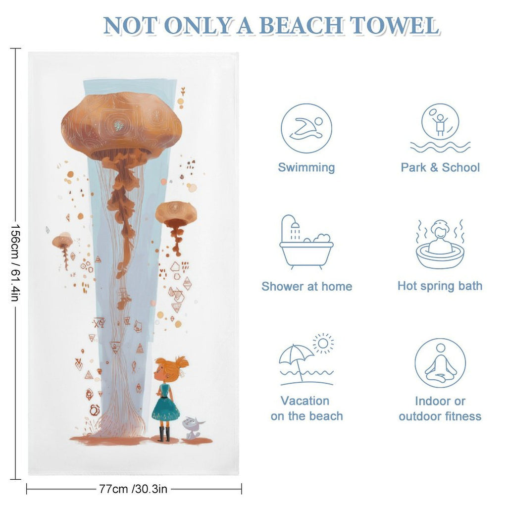 Whimsical Celestial Jellyfish Adventure Beach Towel